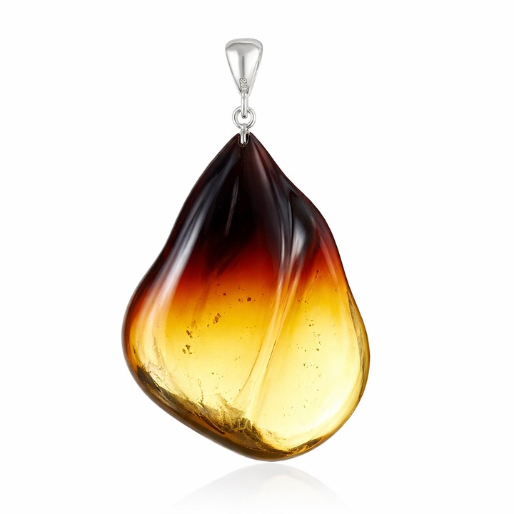 Pandantiv argint cu chihlimbar ombre, Golden Sunset, 5x3cm