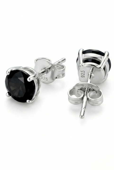 Cercei Argint 925 Premium Sentivo®, model Stud, piatra Zirconiu Negru 0.5mm, placat cu Rodiu, Cercei hipoalergenici delicati, pentru sarbatori, Bijuterie eleganta, Cercei dama, 0.82 g