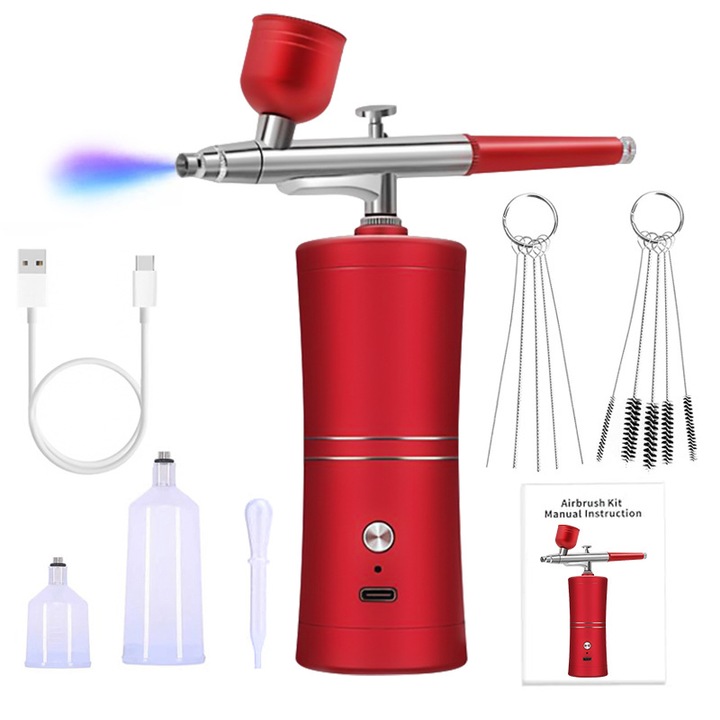 Set pistol de vopsit fara fir, portabil, pentru arta unghii, machiaj, pictura, decorare tort