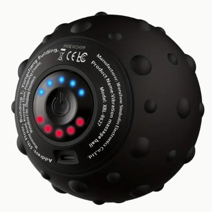 Електрическа масажна топка с вибрации, 5 регулируеми скорости, преносима, за мускулна релаксация, многоцветна, за домашна употреба и във фитнес зала