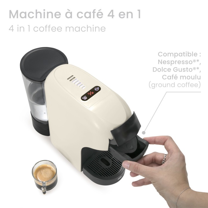 Espressor multicapsule Livoo DOD217C, 1400W, 0.85L, 20 bari, crem