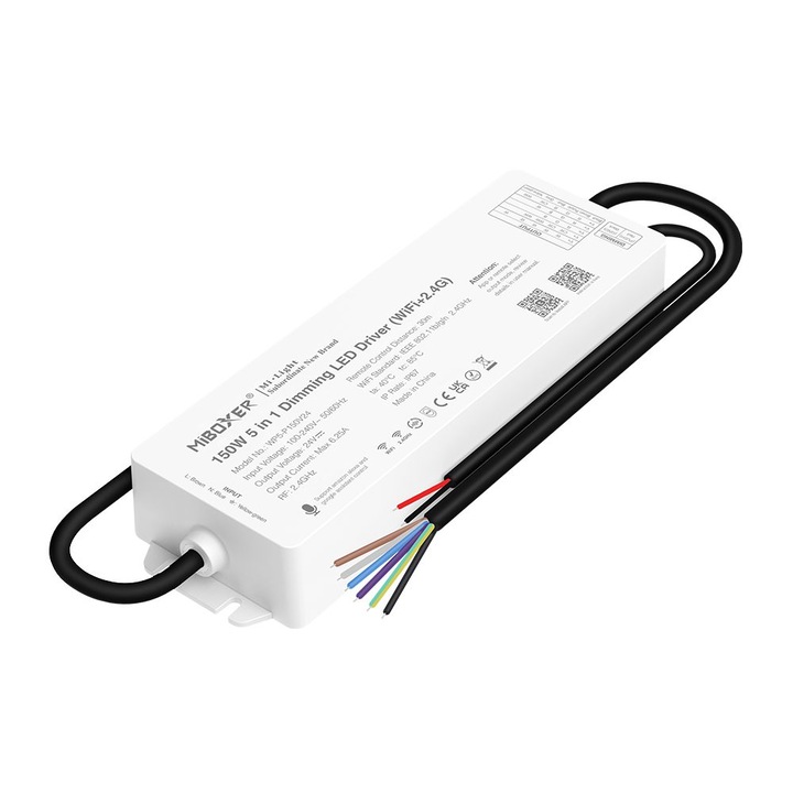 MiBoxer WP5-P150V24 150W RGBW Dimm CCT WiFi 2.4G IP67 Milight LED Захранване