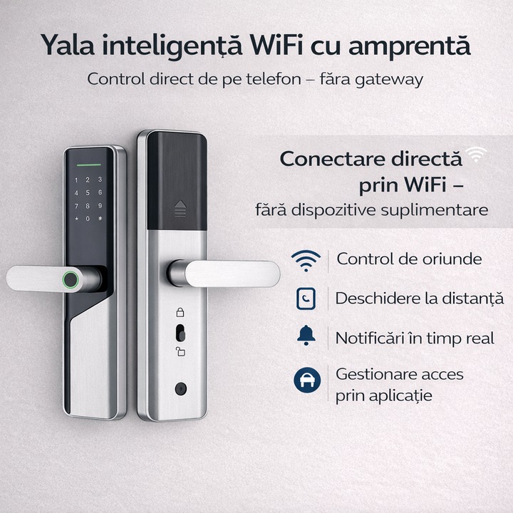 YALA inteligenta argintie cu amprenta cod card cheie si app