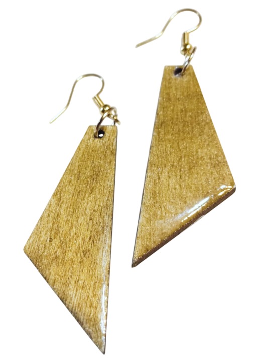 Cercei dama, realizat manual, aurii, 7x1.5 cm