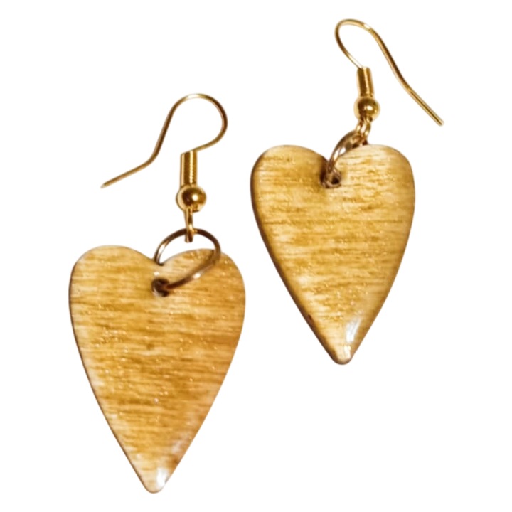 Cercei dama, realizat manual, aurii, 4x1.5 cm