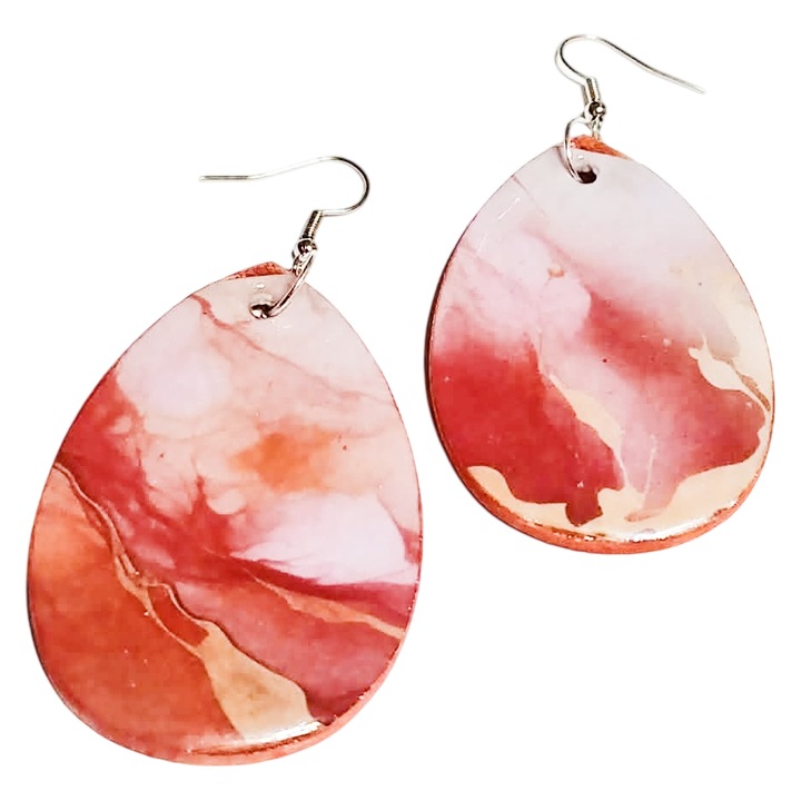 Cercei dama, realizat manual, multicolor, 6.5x3 cm