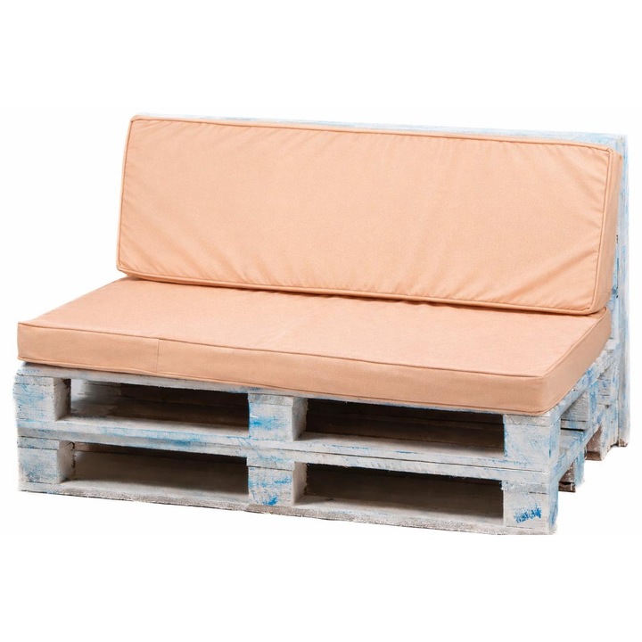 Set saltele drepte mobilier gradina, 8cm, spuma poliuretanica, maro, 120x50cm/120x70cm