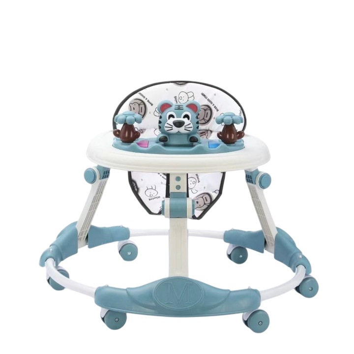 Premergator Pliabil pentru Bebelusi Mixbo, Model Tigru Vesel, Culoare Albasru/Alb