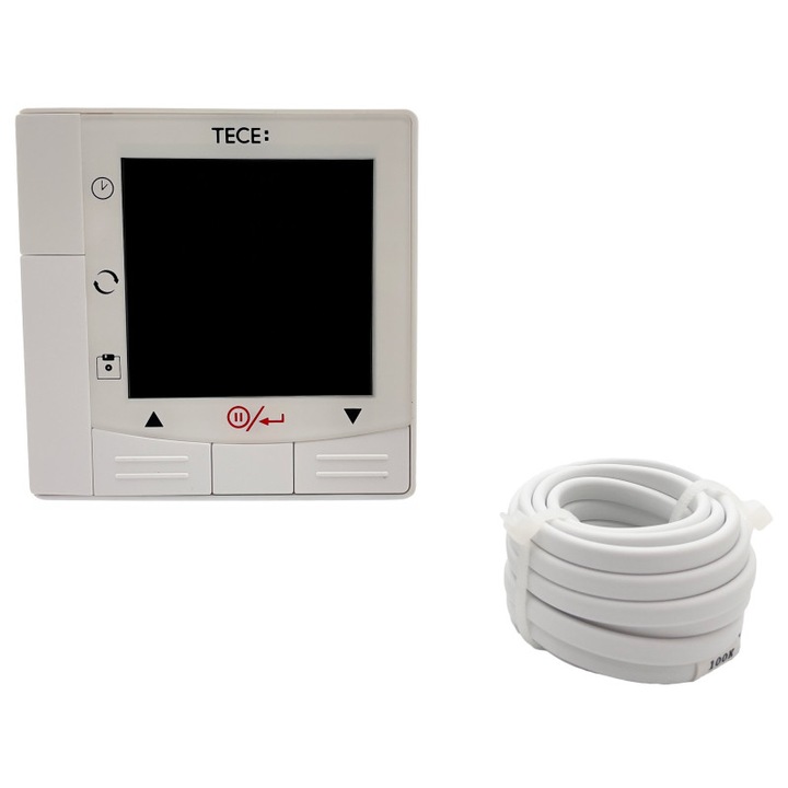 Termostat pentru încălzire în pardoseală Tece, programabil, alb, cu senzor de şapă