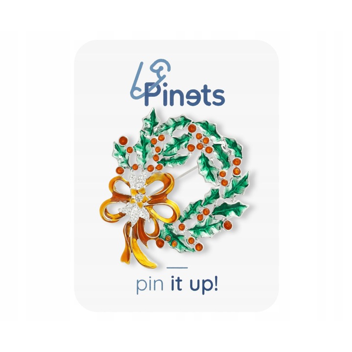 Brosă decorativă Pinets, ghirlandă de Crăciun, verde, 5, 2x5 cm, cadou de Secret Santa