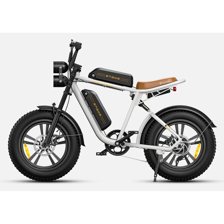 Bicicleta Electrica Engwe M20, Motor 750W, 2 baterii x 48V/13Ah, autonomie 150 km, viteza 25 km/h, Alb