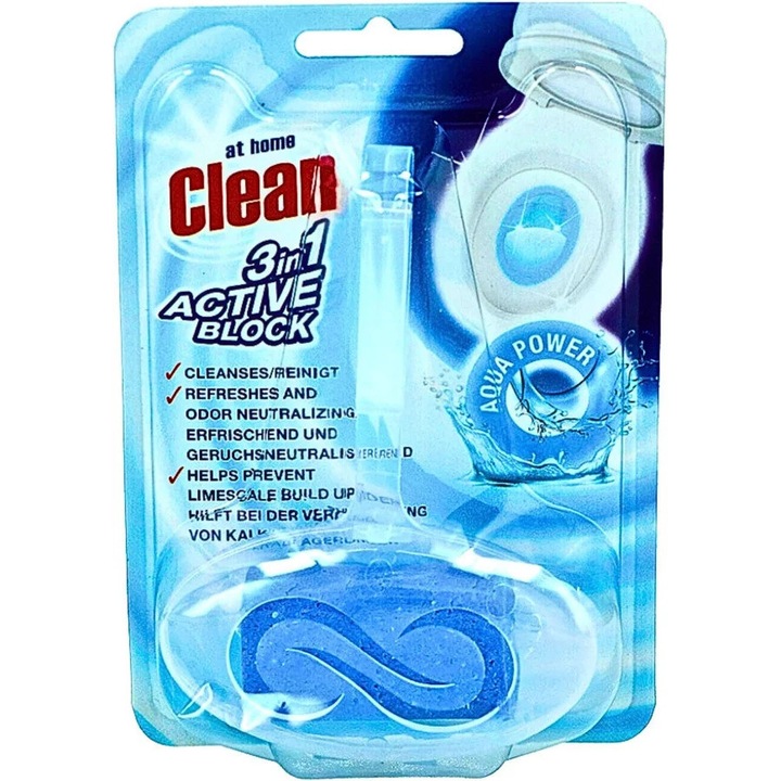 Odorizant WC AT Home Clean Active Block 40gr, set 2 bucăți, solid, aqua