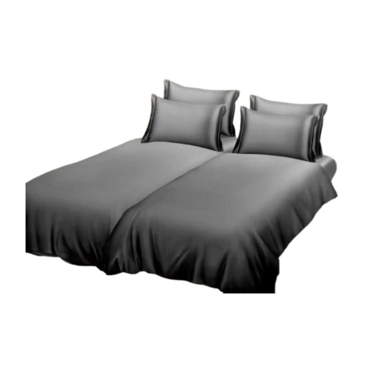 Ágyneműhuzat, 7 darabos, gumis lepedő nélkül, 1 személyes, 160x220 cm, szürke-átmenetes