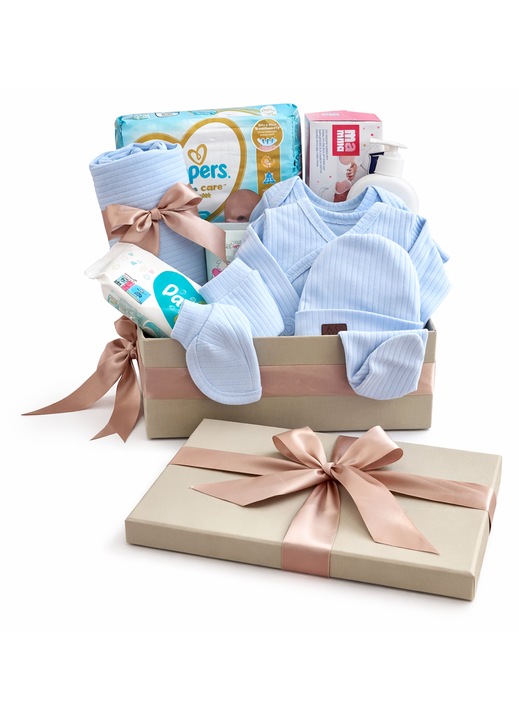Set Cadou 13 Produse pentru Nou-Născut și Mămică, Bebelus, Albastru, 0-3 luni, 56-62 cm