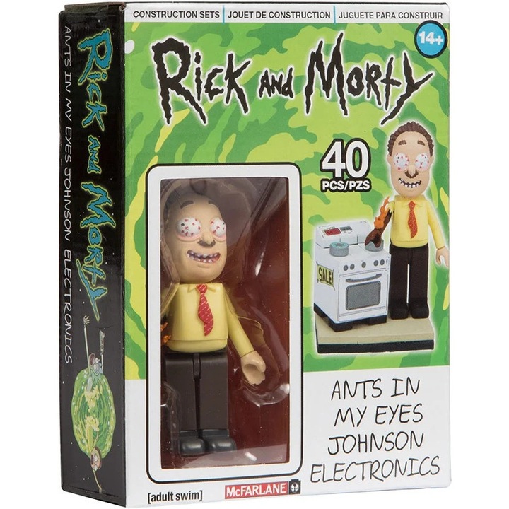 Rick és Morty Hangyák a Szememben Johnson építőkészlet, 40 darabos, mikro építés, többszínű