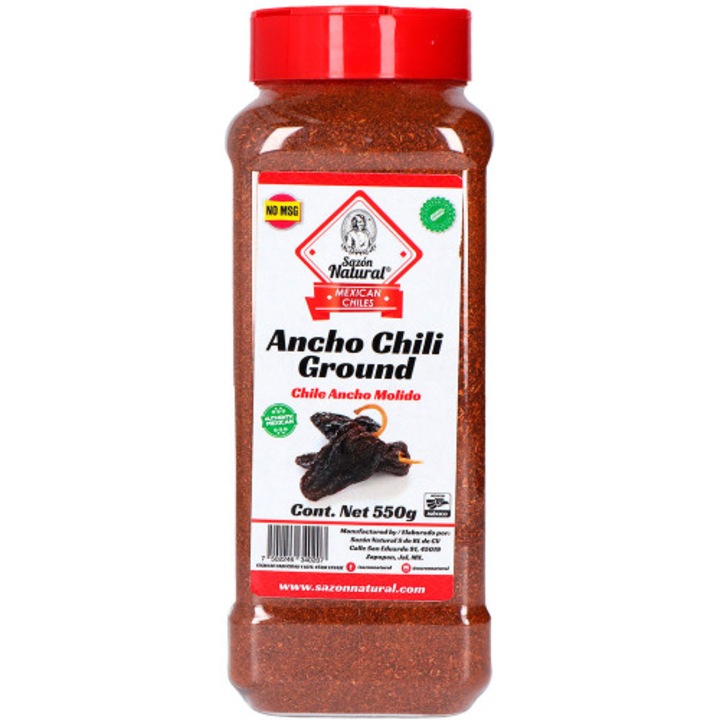 Pudra de Ancho Chili 550g, Sazon Natural, gust dulceag, note fructate