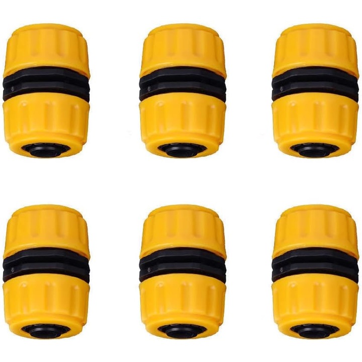Set 6 Conectori Reparare Furtun 1/2 Inch, ABS Rezistent, Montaj Rapid Fara Unelte, Cupla pentru Irigatii, Gradinarit si Spalare Auto