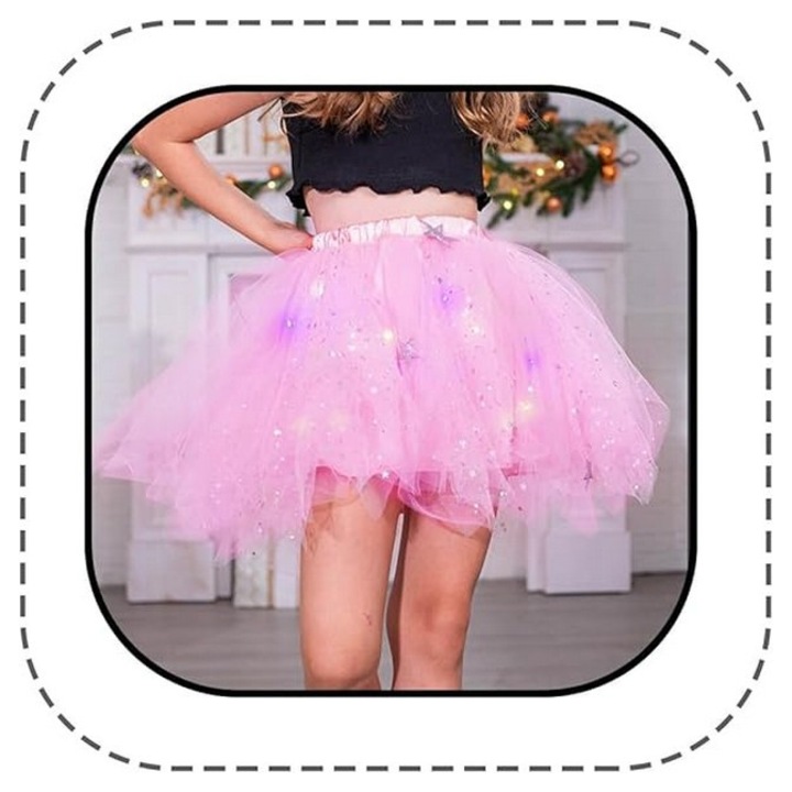 Fusta din tul roz, cu LED-uri pentru fete, one-size, Ushiny