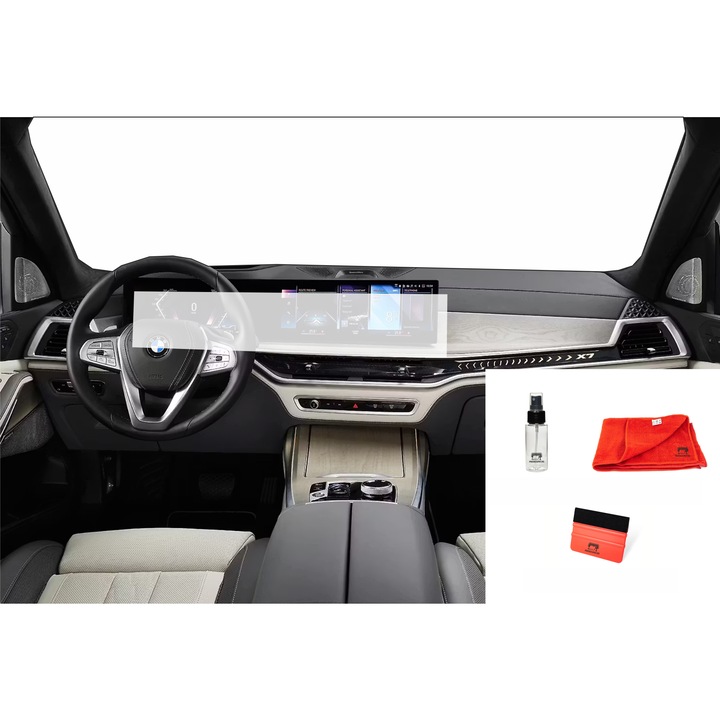 Folie protectie display navigatie auto, Mat, Anti-amprenta, 74.70x14cm, set instalare