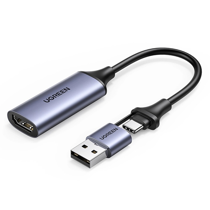 Adaptor Audio și Video USB-A / USB-C - HDMI UGREEN, Gri