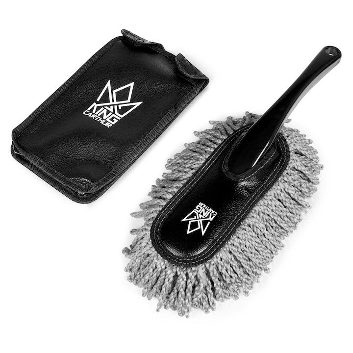 Perie curățare interior auto KING CARTHUR, microfibra, husa de protecție inclusă, 38cm