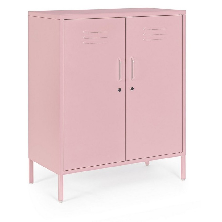 Bizzotto komód, acél, rózsaszín, 80x40x101.5cm, 2 állítható polc
