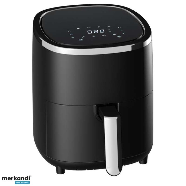 Friteuza cu Aer Cald, Royalty Line, 1200W, 8 programe, Capacitate 3.5L, temperatura ajustabila 80-200C, timer 60 minute, cos detasabil, display digital, touch screen, negru