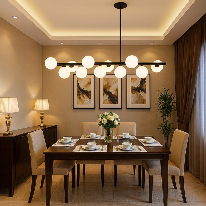 Lustra LED negru mat 11 globuri plastic mata design arhitectural 9560-11BK