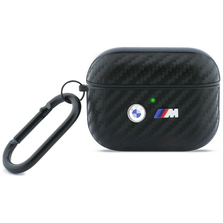Carcasa BMW Carbon Metal Logo compatibila cu Apple AirPods Pro 3, Negru