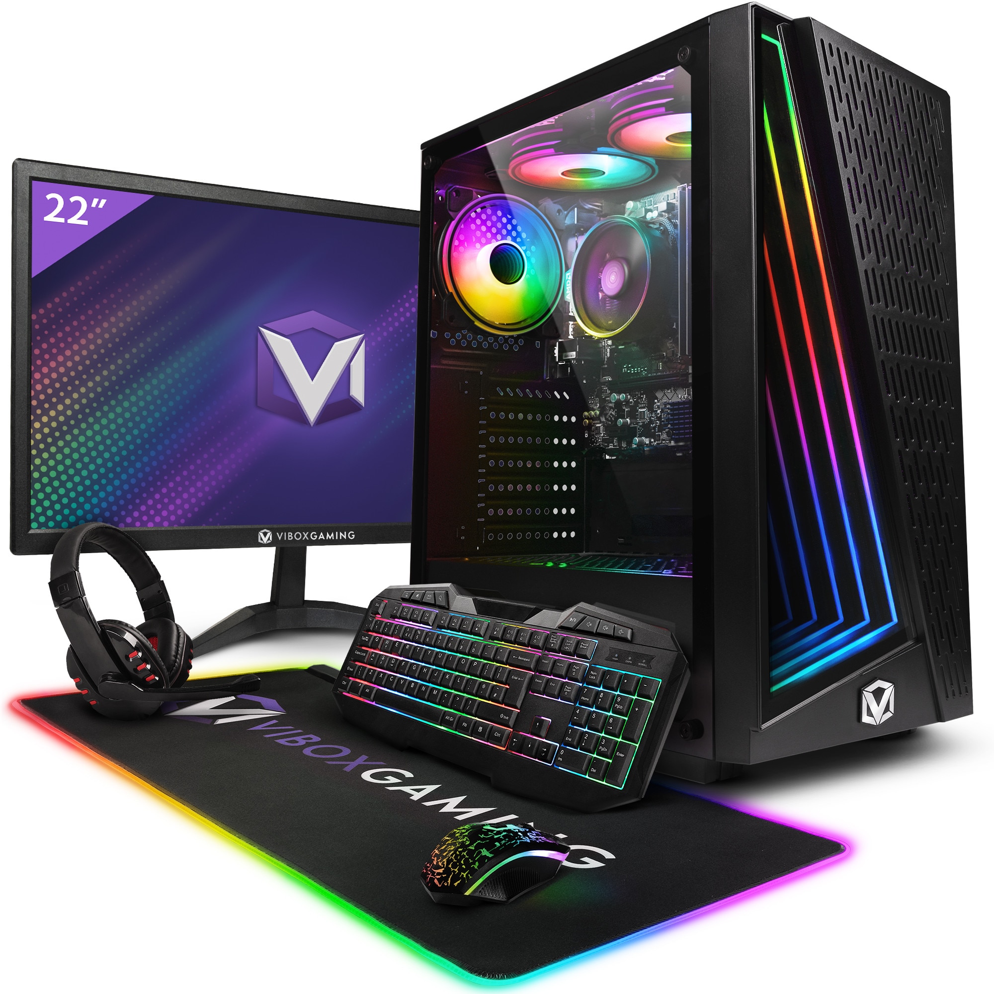 Pachet sistem PC gaming VI-22 cu monitor 24”, Vibox, Procesor AMD