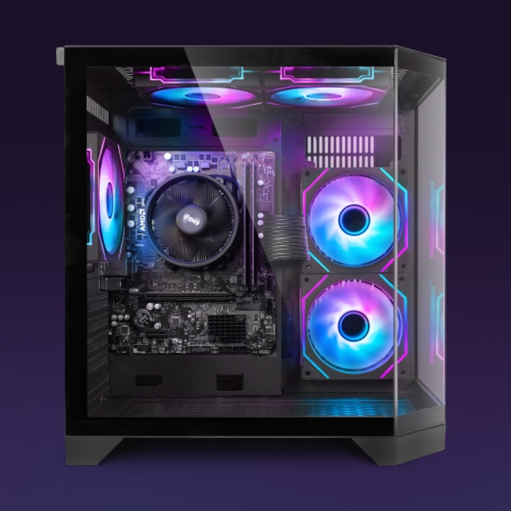 Настолен компютър Vibox VI-63 за игри, AMD Ryzen 3 3200G, 16 GB RAM, 2 TB HDD + 240 GB SSD, 21,5 инчов монитор, черен