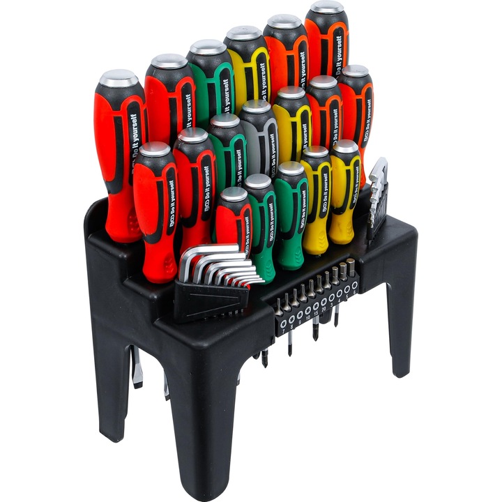 Set de șurubelnițe BGS Do it yourself, 44 bucăți, suport plastic, 12x24x5cm