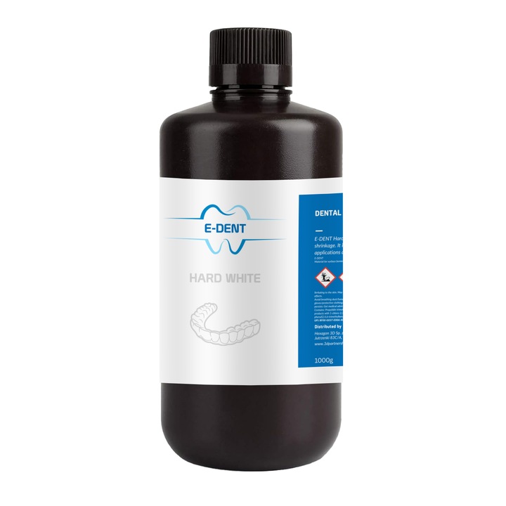 3D дентална смола E-Dent Hard White, бяла, 1 кг, ортодонтски приложения, висока твърдост