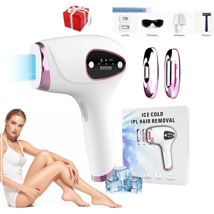 Epilator IPL BSG TECH Y-1105, 3 niveluri intensitate, 999999 pulsatii, alb