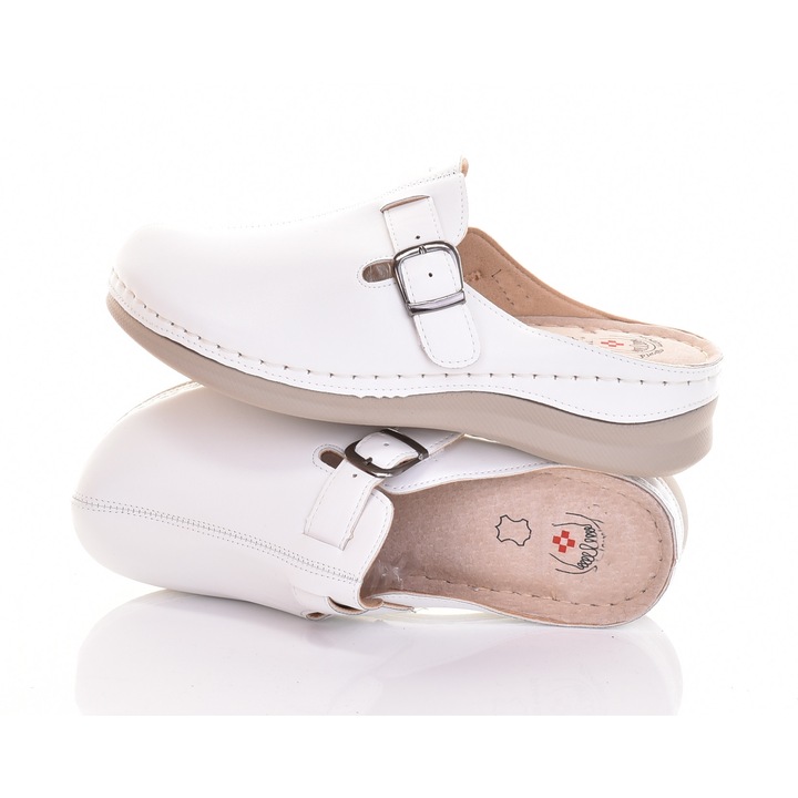 Papuci dama, Martinus, platforma din spuma, piele ecologica, alb, 39 EU