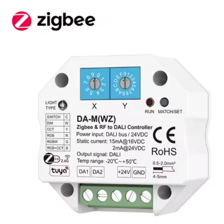 Tuya intelligens fényerőszabályzó RGB és fehér LED szalagokhoz 24V – ZigBee, Tuya, 15A, DALI