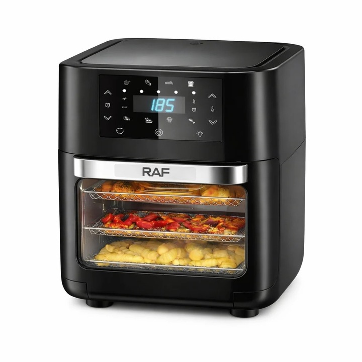 Friteuza cu Aer Raf 1700W, Capacitate 12L Digitala Multifunctionala Negru