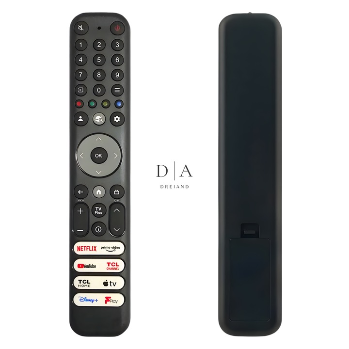 Telecomandă TV Universala DREIAND, funcții dedicate Netflix, Prime Video, multicolor, funcționează cu televizor TCL