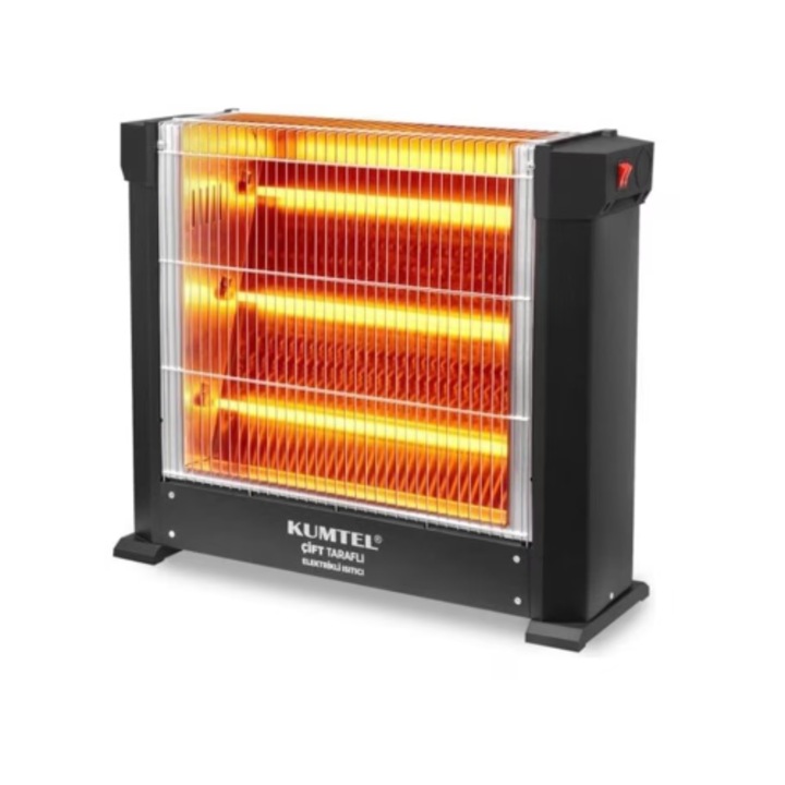 Radiator electric portabil KUMTEL Mini 2200 W, putere 2200 W, 2 moduri de operare, negru, 60x52x21cm