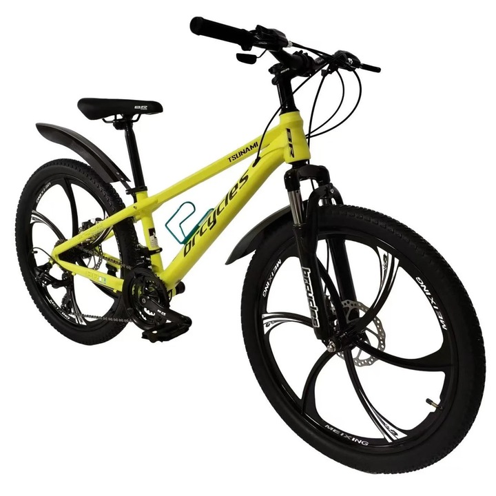 MTB kerékpár 26″ S2603, acél váz, 21 sebesség, magnézium kerekek Shimano-val, sárga