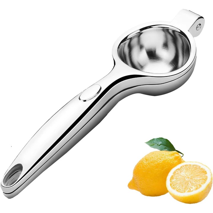 Ръчна цитрус преса, Здрава цитрус преса за сокове от лимон, портокал, лайм, за коктейли, салати, Цинкова сплав, Сребриста 22x7 см