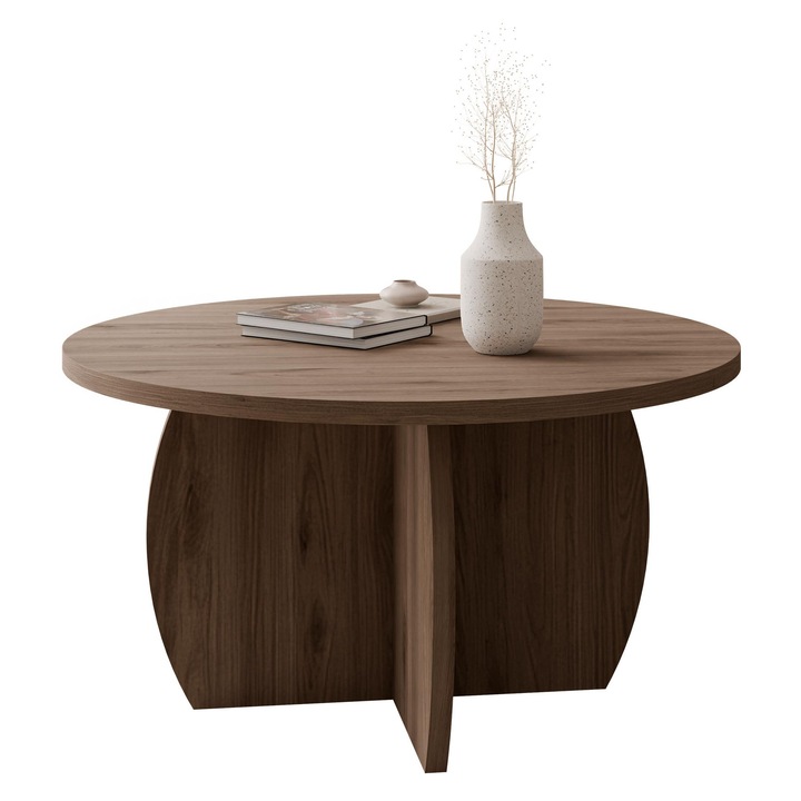 Masuta cafea rotunda Blipz, MIRJAN 24, nuc okapi, 74x74x40 cm
