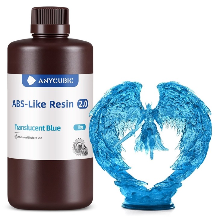 3D gyanta, Anycubic ABS-Like 2.0, 1kg, Átlátszó Kék, 3D nyomtatóhoz