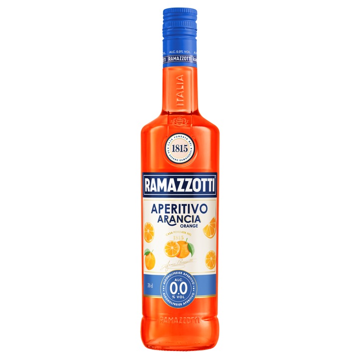 Lichior Ramazzotti Aperitivo Arancia, 0% alcool, 0.7L, aromă de portocale
