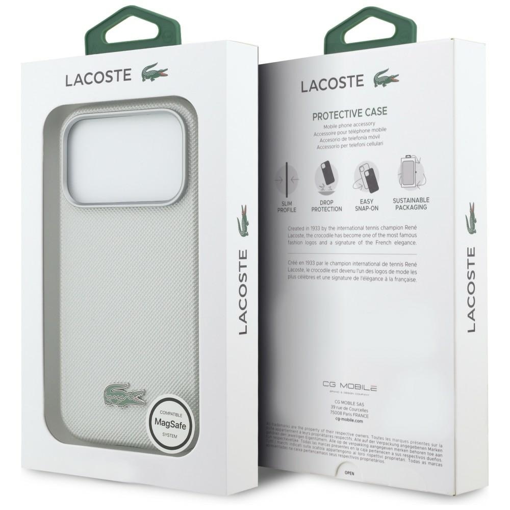 Husa Lacoste Semi Wrap Petit Pique cu MagSafe compatibila cu iPhone 17 Pro, Light Gray