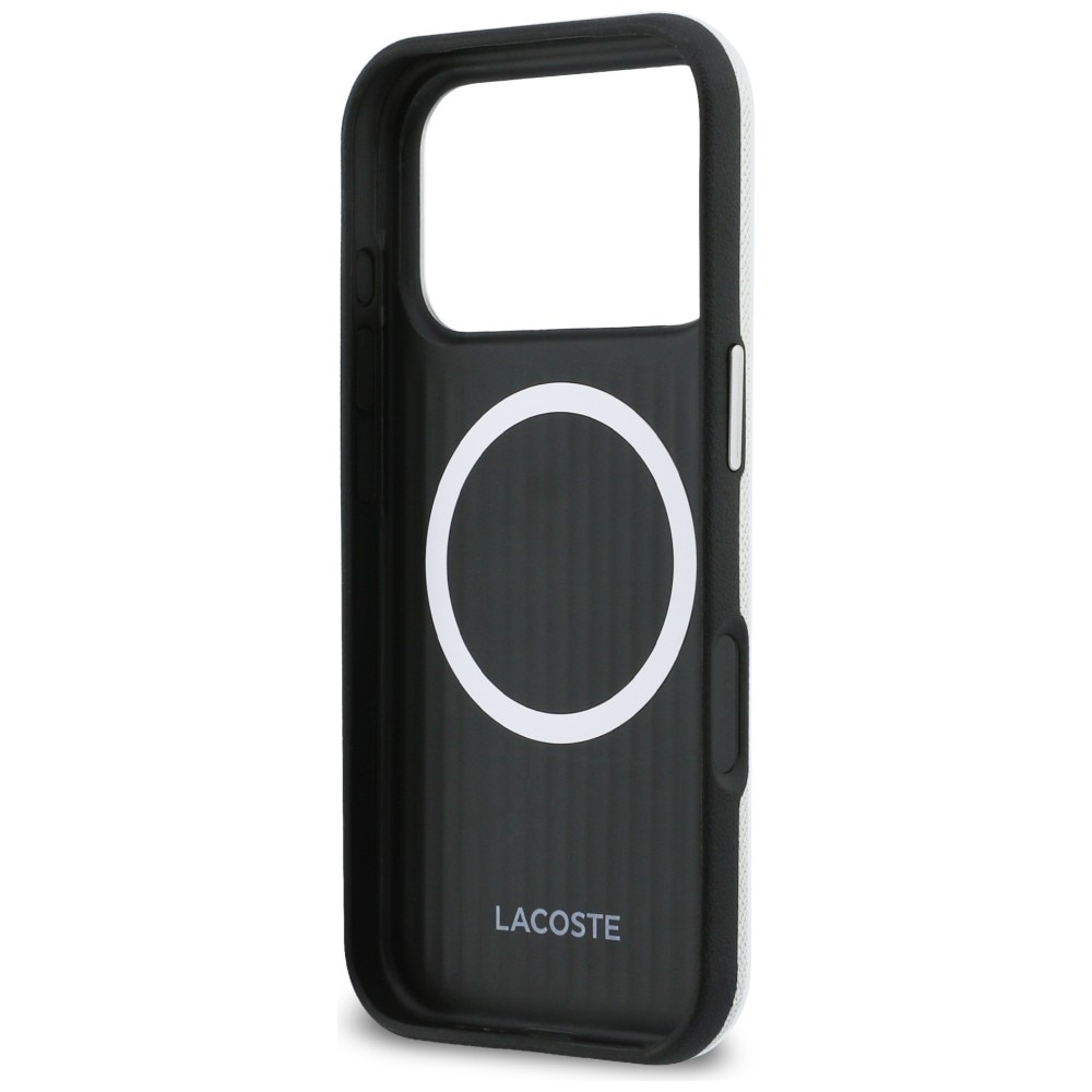 Husa Lacoste Semi Wrap Petit Pique cu MagSafe compatibila cu iPhone 17 Pro, Light Gray