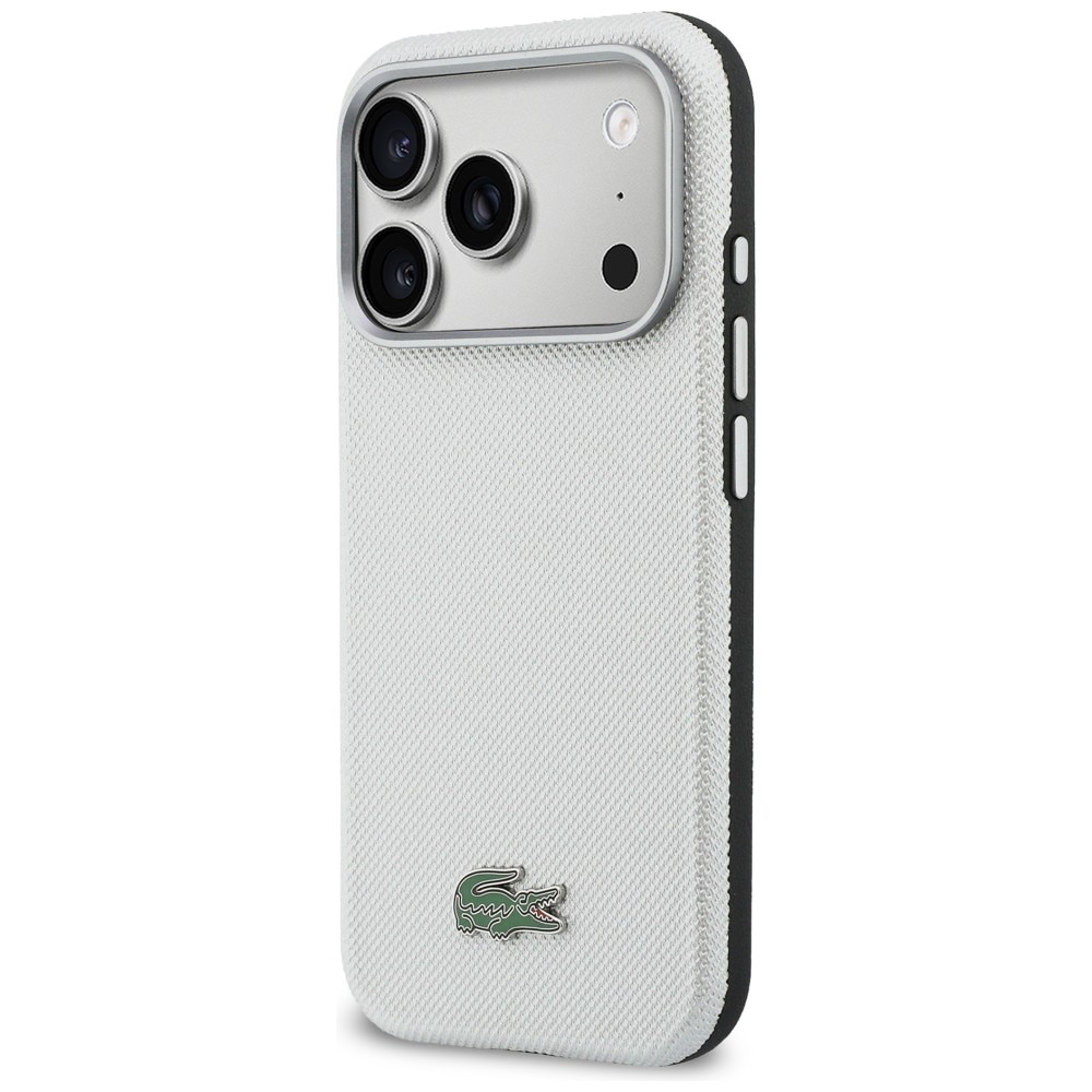 Husa Lacoste Semi Wrap Petit Pique cu MagSafe compatibila cu iPhone 17 Pro, Light Gray