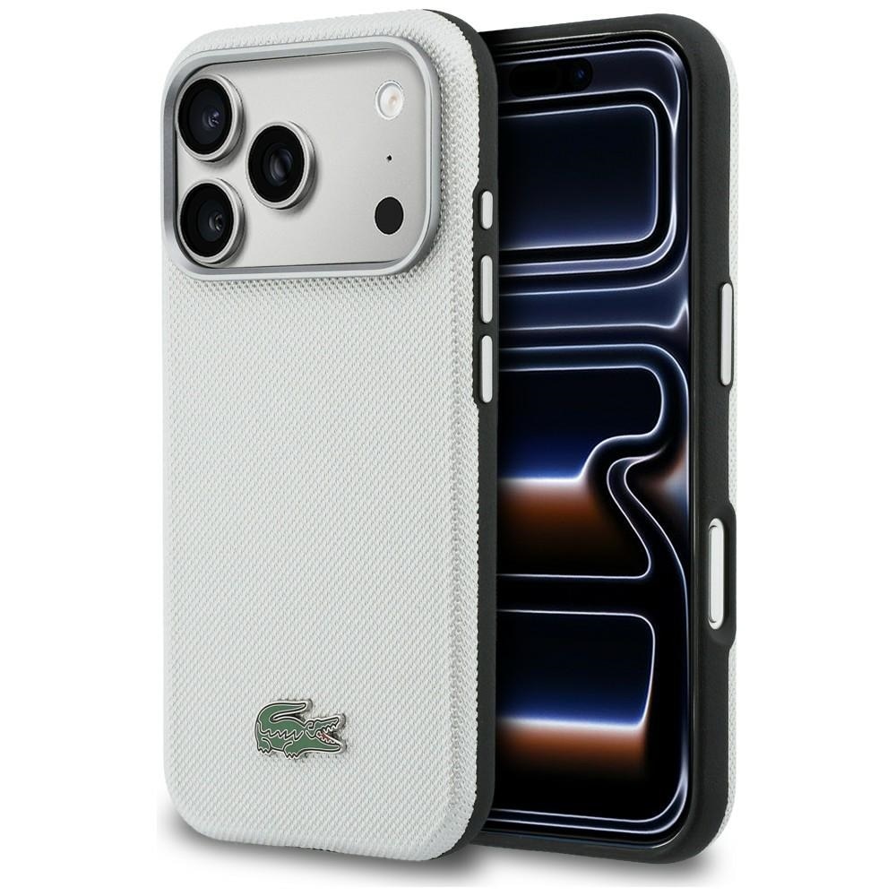 Husa Lacoste Semi Wrap Petit Pique cu MagSafe compatibila cu iPhone 17 Pro, Light Gray