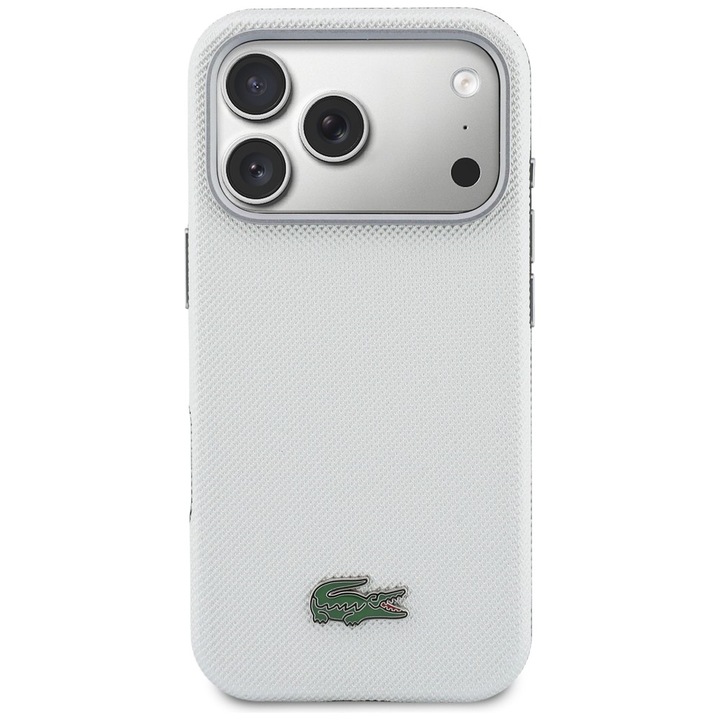 Калъф Lacoste Semi Wrap Petit Pique, Съвместим с iPhone 17 Pro Max, Светлосив