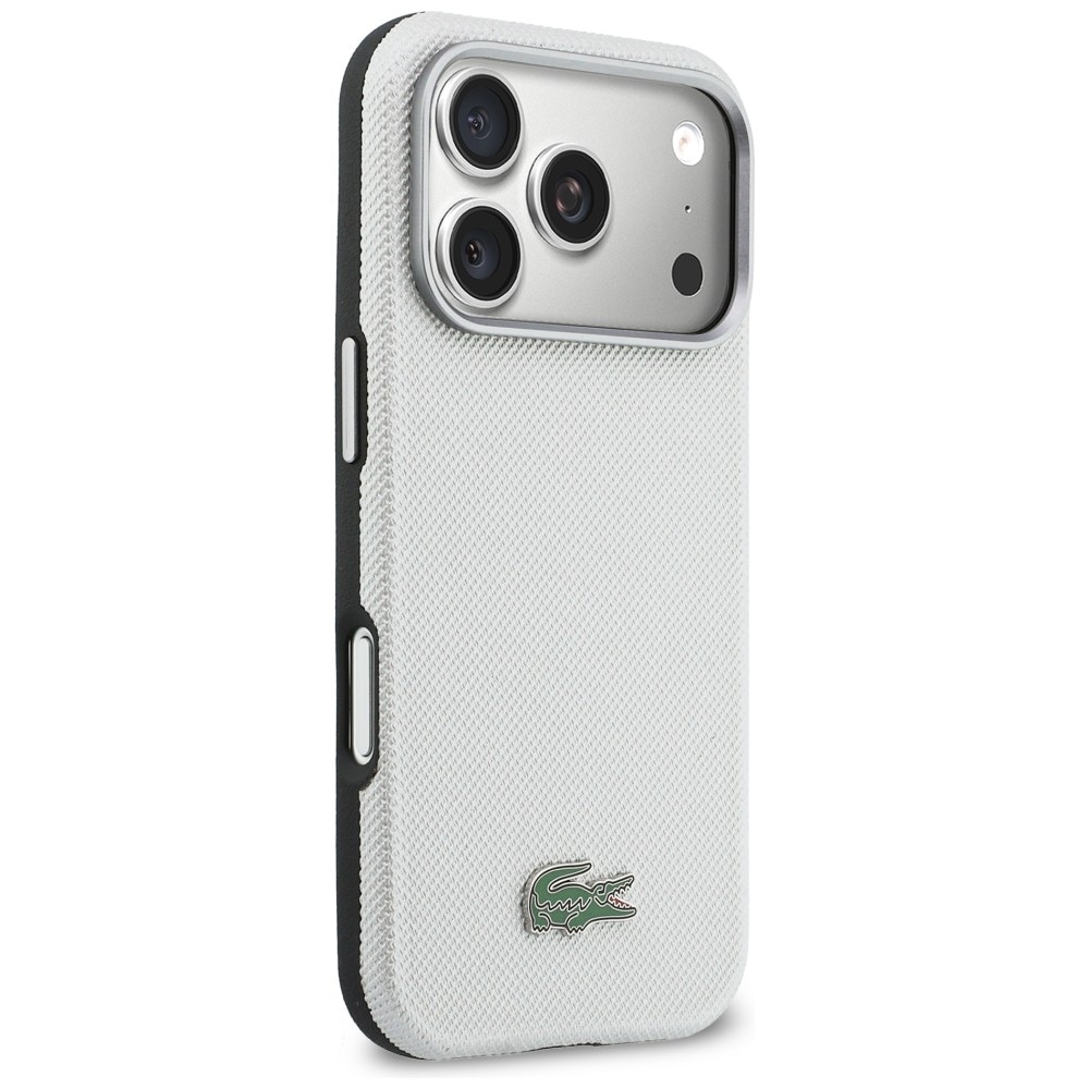Husa Lacoste Semi Wrap Petit Pique cu MagSafe compatibila cu iPhone 17 Pro, Light Gray